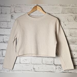 Zara Cream Ribbed Cropped Sweater